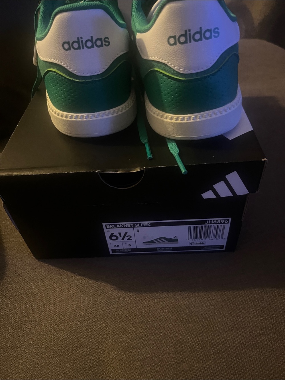 adidas Breaknet Sleek Green White Athletic Shoes - Picture 5 of 5
